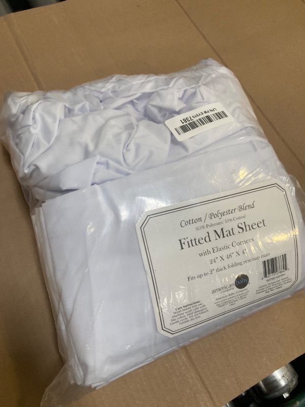 Photo 1 of American Baby Company 10 Piece Cotton-Polyester Blend Fitted Nap Mat Sheet with Elastic Corners 24" x 48" x 4" - Soft & Breathable Rest Mat Sheet or Nap Mat Cover for Daycare & Preschool, White
