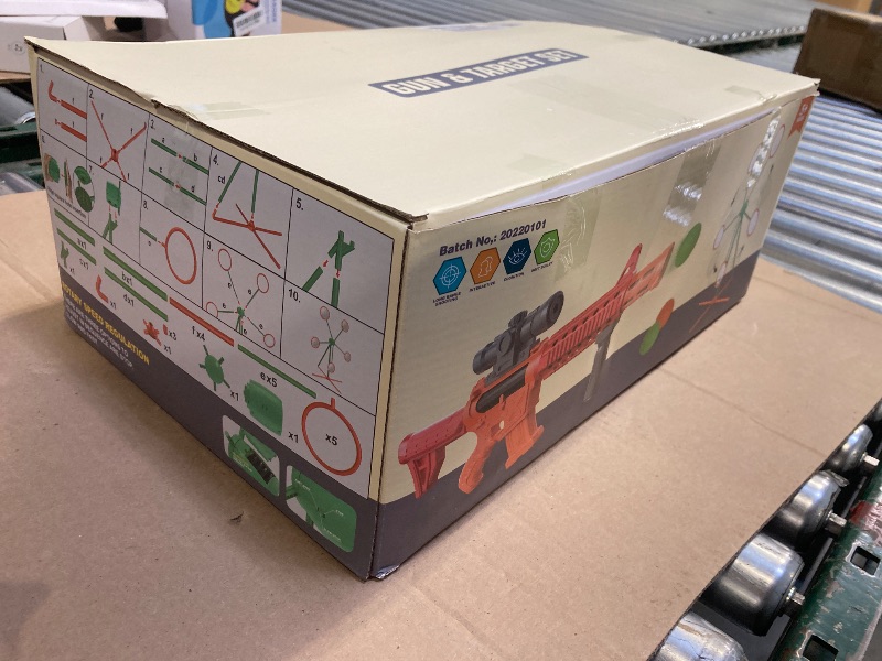 Photo 1 of Shooting Games Toys for Age 5 6 7 8 9 10+ Year Old Boys, Kids Toy Sports & Outdoor Game with Moving Shooting Target & 2 Popper Air Toy Guns & 24 Foam Balls, Gifts for Boys and Girls