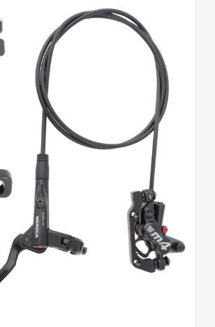 Photo 1 of MEROCA M4 4-Piston Mountain Bike Hydraulic Disc Brakes Hydraulic Bike Brakes Front Tube 800mm Rear Tube1400mm with PM Adapter for 160mm Rotor (1 Left Rear)