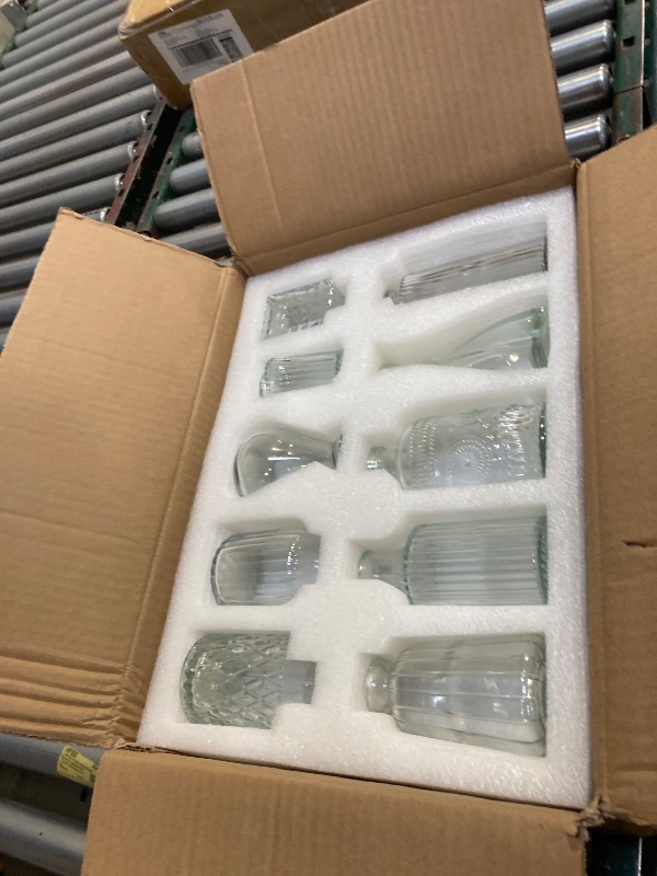 Photo 1 of Glass  Vase Set of 20 - Small Vases for Flowers in Bulk - Assorted Vintage Crystal Vases for Flowers, Table Centerpieces (Clear, 20 Pcs)