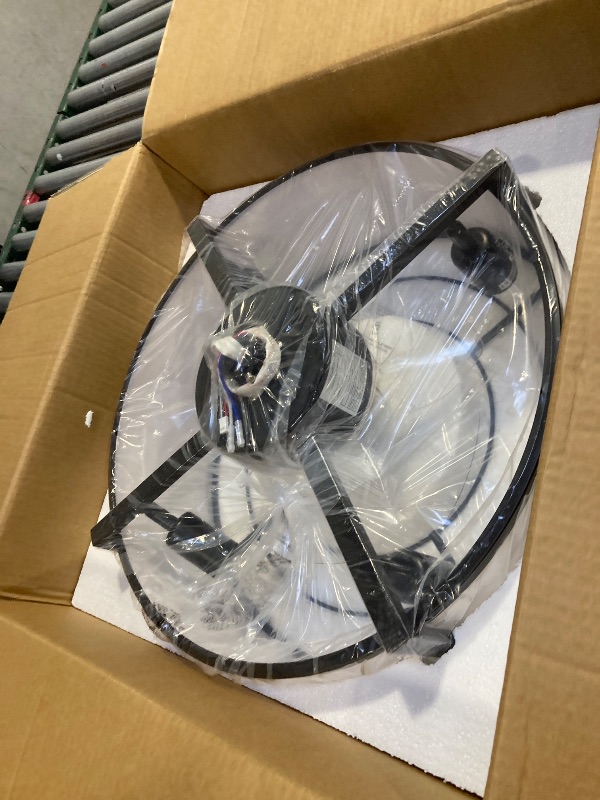 Photo 1 of 20" Black Fandelier Ceiling Fans with Lights, Boho Rattan Ceiling Fan with Light Remote Control, Caged Mid-Century Modern with 6 Speeds for Bedroom, Nursery, Living Room
