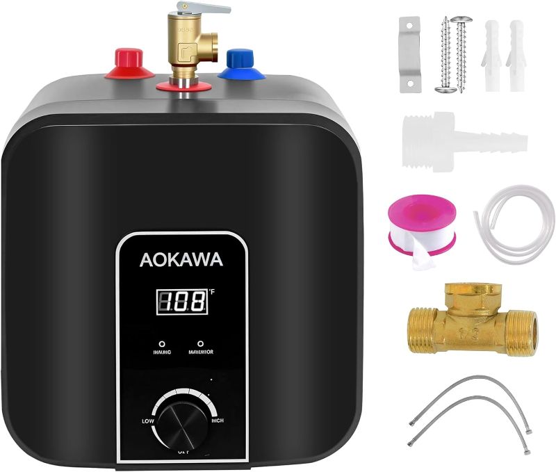 Photo 1 of Electric Mini Tank Water Heater 2.5 Gallon Under Sink Instant Hot Water Point of Use for RV Kitchen Bathroom Camper with Safety Vavle 1/2" NPT Wall or Floor Mounted
