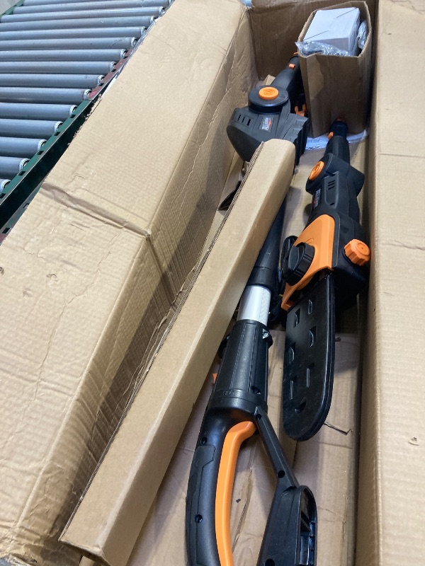 Photo 1 of Alloyman 2-in-1 Telescopic Cordless Pole Hedge Trimmer 16-Inch and Pole Saw 8.6-Inch,with 2 Packs 4.0Ah Batteries & Charger,for Tree Trimming and Shrubs Pruning

