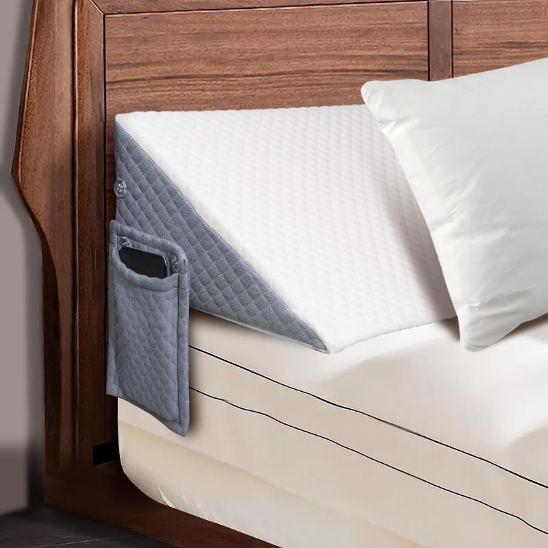 Photo 1 of Twin Size Wedge Pillow for Headboard, Bed Gap Filler Pillow, Stop Pillow Falling Down, Triangle Bloster
