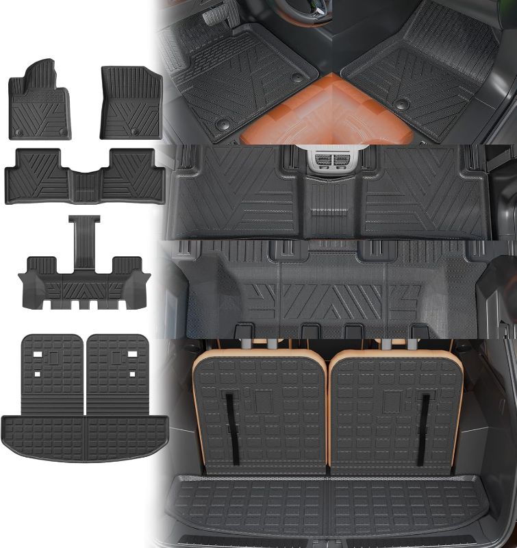 Photo 1 of Floor Mats Compatible with 2021-2025 2026 Kia Sorento 6&7 Passenger Cargo Mat TPE Back Seat Cover Protector 2024 Sorento Accessories (Fit 6&7 Seats,Trunk Mat with Backrest Mats+Floor Mats)
