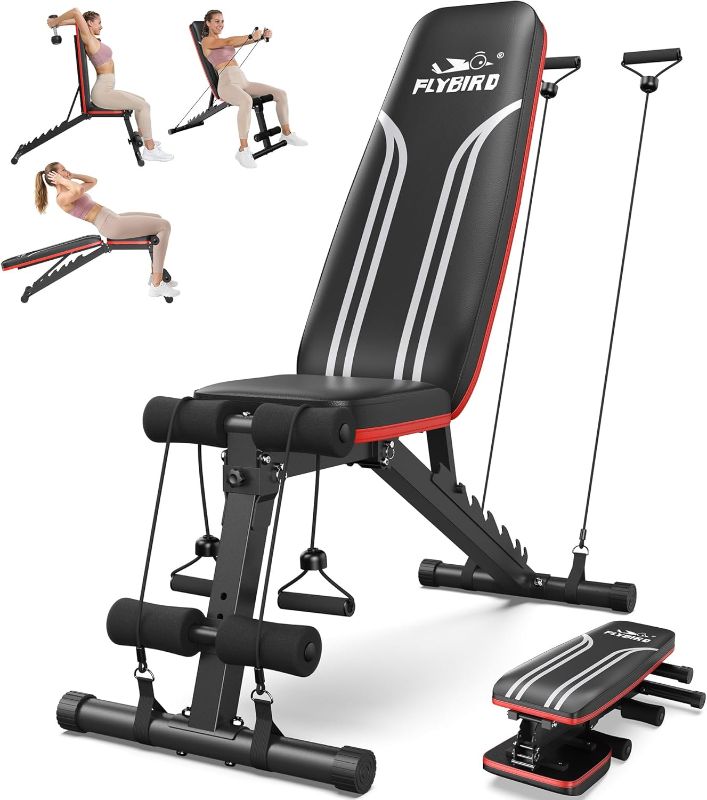 Photo 1 of FLYBIRD Adjustable Weight Bench Workout Bench for Home Gym, 15 Degree Decline Sit-Up, Sturdy Durable Folding Weight Bench for Years of Workout -FBGEAR23

