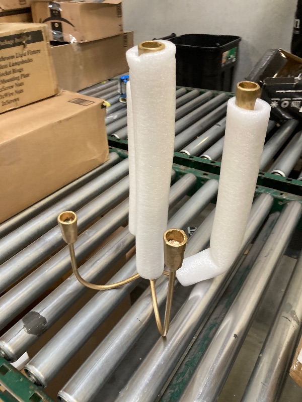 Photo 1 of 5-Candle Cast Iron Metal Candelabra Candlestick Holders 15 inch Tall Candle Holder Wedding Event Candelabra Candle Stand Brass Gold
