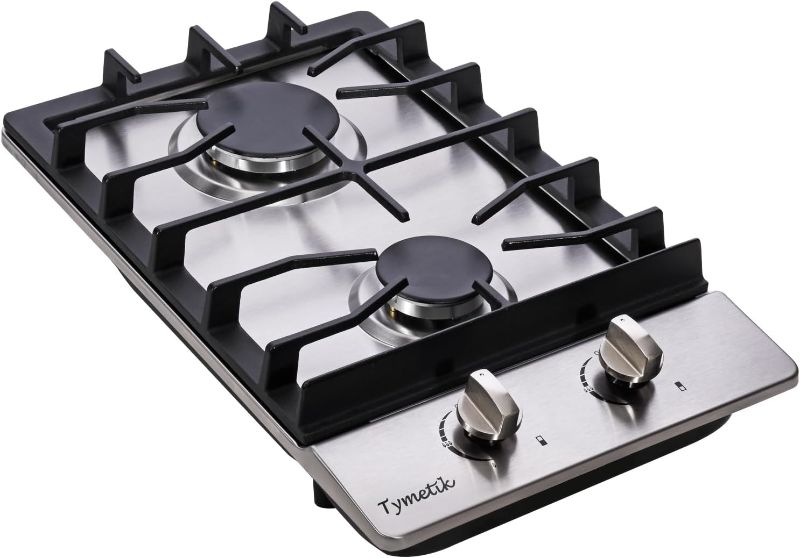 Photo 1 of 12 Inch Gas Cooktop, 2 Burners Gas Stovetop Built-in Stainless Steel Gas Stove Top Natural Gas/Propane Convertible Gas Cooker for Outdoor, Apartments, RVs

