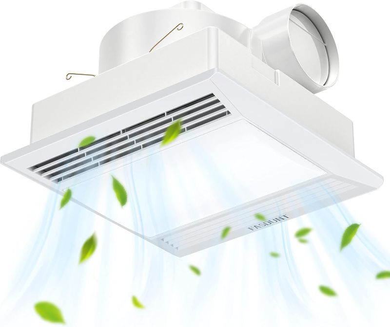 Photo 1 of FASDUNT Bathroom Exhaust Fan with Light - Ultra Quiet 1.0 Sones, 110 CFM Bathroom Ceiling Vent Fan with LED Light Combo, Fits for Home Bath Office Hotel, Easy Installation
