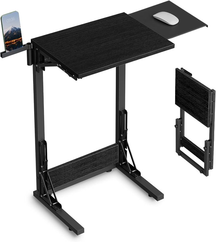Photo 1 of Evermagin Folding TV Tray for Eating, Foldable Laptop Table with Mouse Tray for Work, C Shaped End Table for Couch, Sofa Side Desk for Living Room, Bedroom,...

