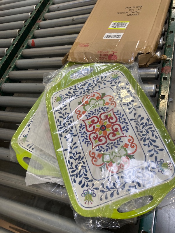 Photo 1 of ZAROCRUS Large Serving Platter with Handles,19”x12”Large Rectangular Melamine Serving Tray Set of 2, Kitchen Food and BBQ Serving Platter, Talavera Grilling Prep and Serve Tray, Dishwasher Safe