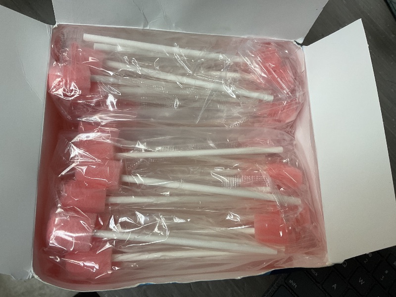 Photo 1 of Disposable Oral Swabs, Sterile Dental Sponge Swabsticks Unflavored for Mouth & Gum Cleaning - Sponge and Paper rod.