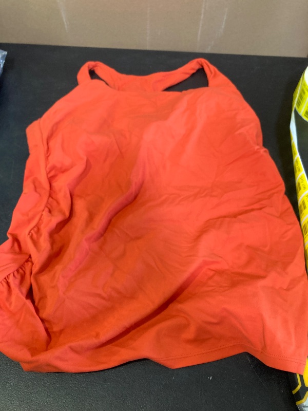 Photo 1 of G4Free Maternity Workout Clothes Removable Pad Pregnancy Athletic Tank Tops Square Neck Soft Workout Cami Tanks for Yoga(Rust Orange,XL)