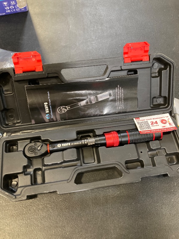 Photo 1 of VANPO 1/4-inch Drive Click Torque Wrench, 20-240 in. lb/2.3-27.1 Nm, Inch Pound Torque Wrench Set with 1/4" to 3/8" Adapter, 10cm Extension Bar, Small Bike Torque Wrench for MTB, Bicycle Maintenance