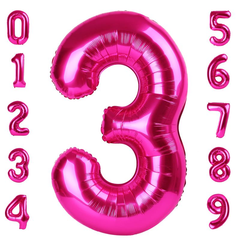 Photo 1 of HOMEZZO Pixel Party Square Balloon Wall Backdrop - 56 PCS Green Black Foil Metallic Double Side Cube Ballloon Arch Kit for Birthday Photo Booth Party Decorations & Numbers Balloon 3, 40 Inch Large Hot Pink Balloon 