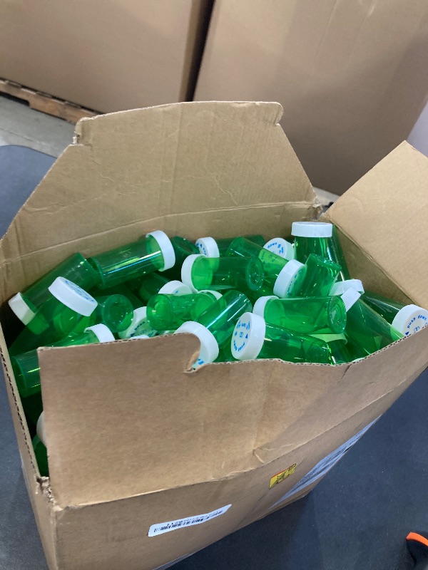 Photo 1 of Juvale Pill Bottles - 250 Pack, 13 Dram Capacity, Green Bottles & White Lids - Prescription Vials & Pharmacy Vials with Child-Resistant Caps for Medical & Supplement Storage