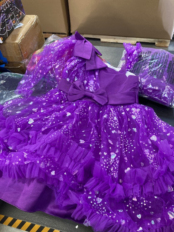 Photo 1 of OBEEII Pageant Dress for Toddler Baby Girl - Sequins Heart Tulle Tutu, Bowknot Princess Birthday Party Christmas Photoshoot, Wedding Flower Girl, Kids Formal Ball Gown - Purple 4-5 T