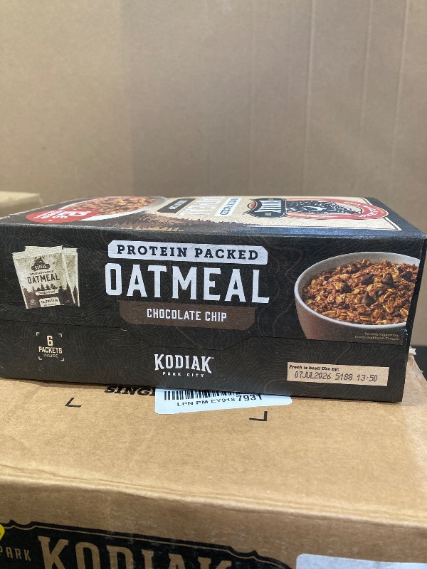 Photo 1 of Kodiak Instant Oatmeal Packets, Chocolate Chip, High Protein, 100% Whole Grains, 1 box with 6 packets (6 packets)