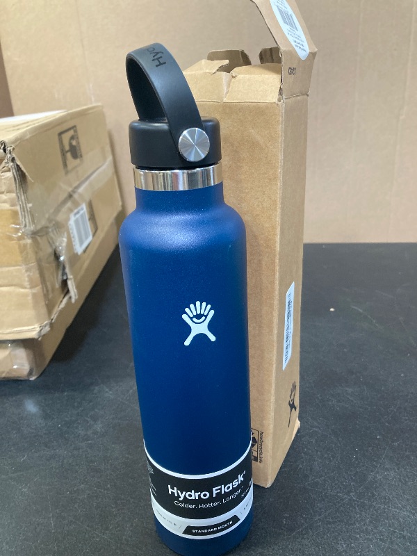 Photo 1 of Hydro Flask Water Bottle - Insulated Stainless Steel - Non Spill, Leakproof in 24 Oz Indigo Blue