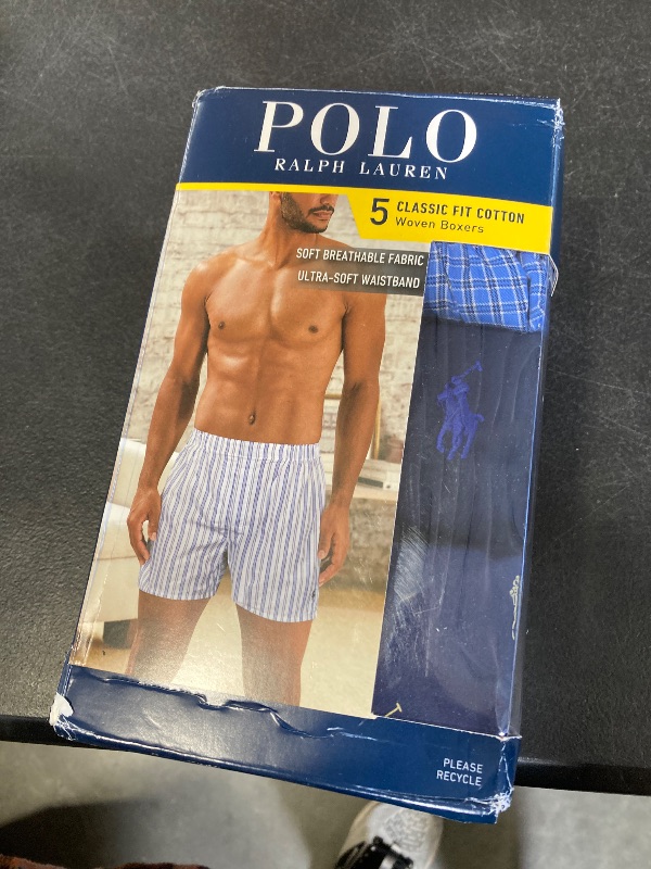 Photo 1 of POLO RALPH LAUREN 5 Pack Classic Fit Woven Boxer Muller Plaid/Cruise Navy/Rustic Navy/Summer Stripe/Sag Harbor XL