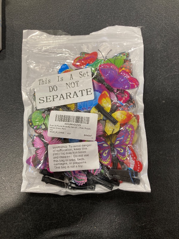 Photo 1 of 36 Pieces Butterfly Hair Clips Baby Girl Toddler Colorful Butterfly Barrettes 3D Wedding Hair Clips for Bridal Women Halloween Party Favors(Blue, Pink, Purple, Yellow, Green, Red)