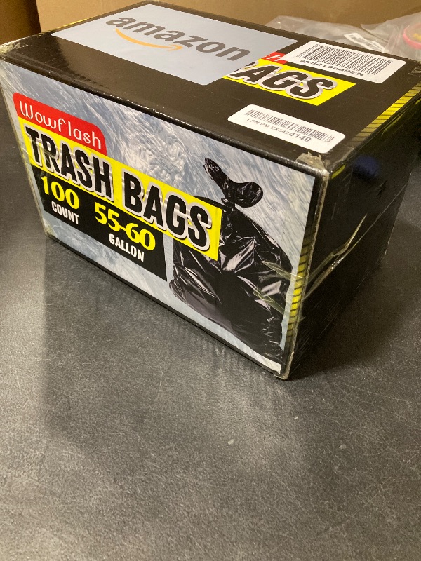Photo 1 of 100 Count 55-60 Gallon Trash Bags, Sturdy & Tear-Resistant Commercial Can Liners 55 Gallon, Large Garbage Bags, Large Black Trash Bags for Commercial, Lawn and Leaf Bags