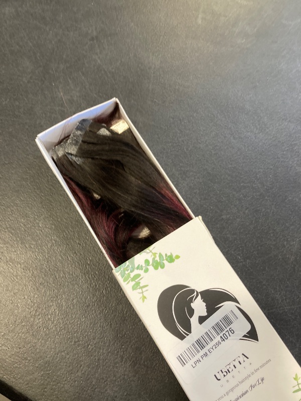 Photo 1 of Tape in Hair Extensions Human Hair Yaki Straight Natural Black Mixed Burgundy Color Hair Extensions Real Human Hair 12 Inch 50g/pack 20pcs Tape in Hair Extensions Remy Human Hair for Black Women