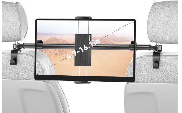 Photo 1 of Car Tablet Holder Mount for iPad: Headrest Tablet Stand for Car Back Seat Compatible with iPad Pro Air Mini | Galaxy Tab | Kindle Fire HD | Switch OLED or Other 4.7-16.1" Devices

