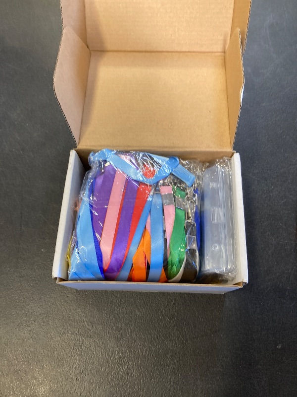 Photo 1 of 50 Pack Name Tag Lanyards with Id Holder, Clear Plastic Horizontal Name Tags Holders and Black Badge Lanyards with ID Holder for School Office Team Workers Volunteers (Multicolor)