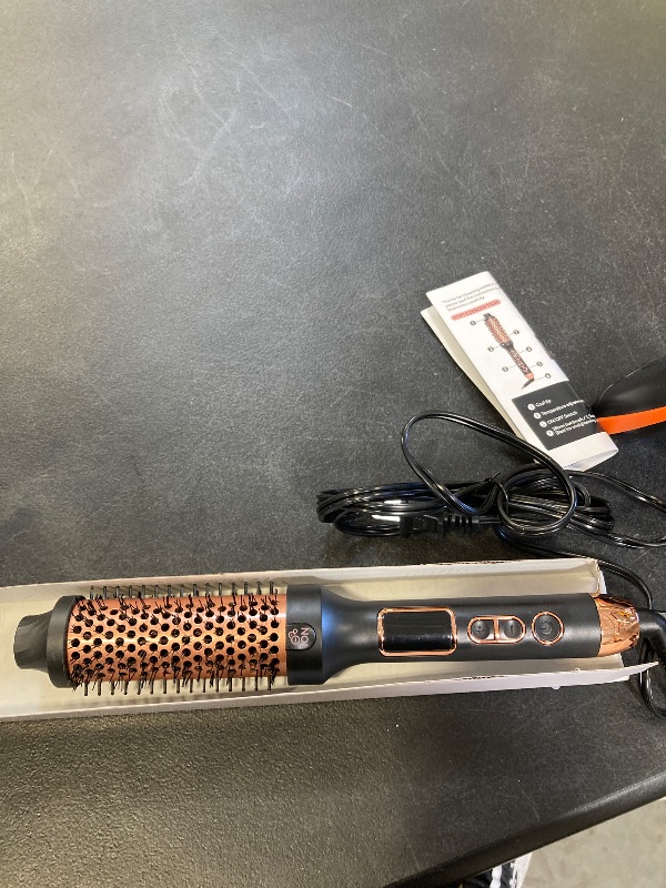 Photo 1 of Nimmu Thermal Brush for Blowout Look, 1.5 inch Heated Round Brush, Curling Iron with 10 Temperature Control, Hot Styler Dual Voltage for Travel, Black Gold