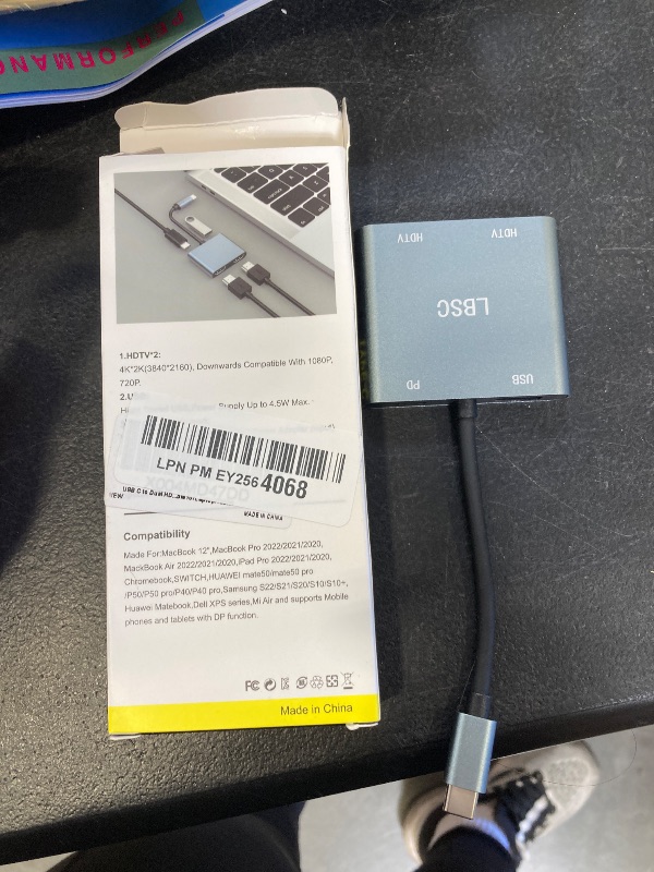 Photo 1 of USB C to Dual HDMI Adapter - 4K@30Hz Dual Monitor HDMI Adapter with 100W PD Charging, USB3.0 5Gbps & Thunderbolt 3 Compatible for Laptop/Tablet