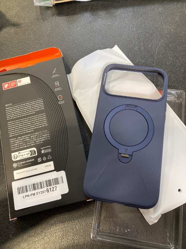 Photo 1 of TORRAS Ostand Q3 Silicone for iPhone 17 Pro Max Case, Fit for MagSafe, 360 Spin Ring Holder Stand, Soft Liquid Silicone Cozy Grip, Camera Control, Protective Case for iPhone 17 Pro Max, Deep Blue