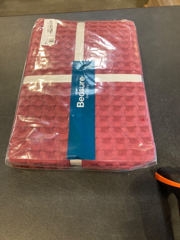 Photo 1 of Bedsure Cooling Cotton Waffle Weave Blanket - Lightweight Breathable Blanket of Rayon Derived from Bamboo for Hot Sleepers, Luxury Throws for Bed, Couch and Sofa, Burgundy, 50x70 Inches