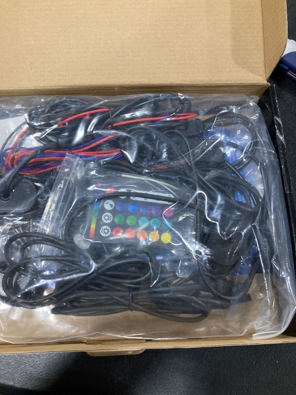 Photo 1 of 4 Pods RGBW LED Rock Lights for UTV ATV Golf Cart RZR SXS Truck Jeeps Off Road, Waterproof Multicolor Neon Underglow Kit with APP/RF Remote Control&Brake Red Function,12V Pure White Underbody Lights