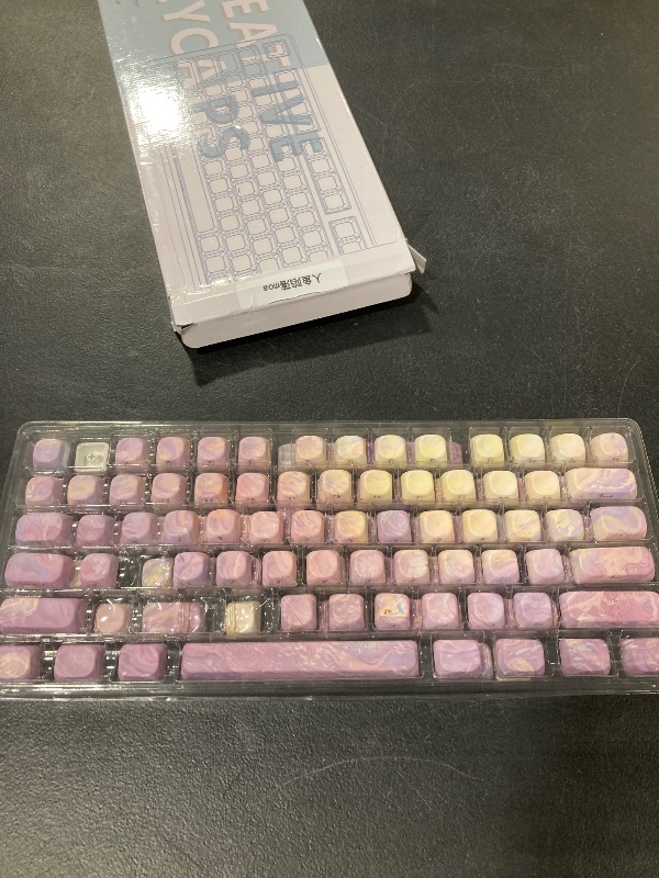 Photo 1 of TIMSEKER 136 Keys Purple MOA Profile Keycap Set, Dye Sub Thick PBT Keycap Round, Custom Side Print Key Cap Wave Texture, Aesthetic Key Cap for ANSI Layout Mechanical Gaming Keyboard