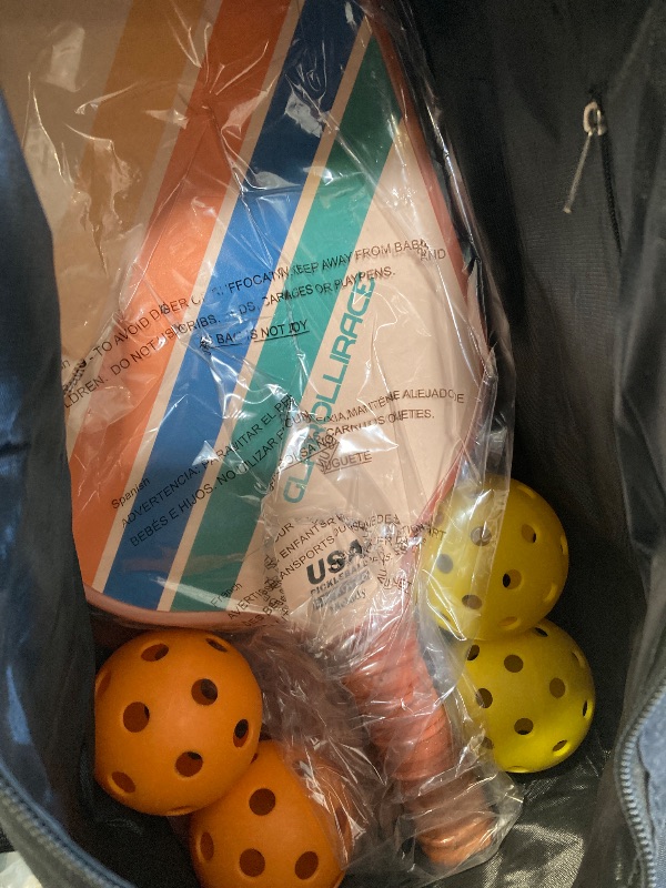 Photo 1 of Pickleball Paddles Set of 2 Pickleball Rackets,USAPA Approved Pickleball Set of 2 Pickle Ball Paddles,Fiberglass Surface & PP Honeycomb Core,Breathable Handle,4 Indoor & Outdoor Balls,1 Duffel Bag