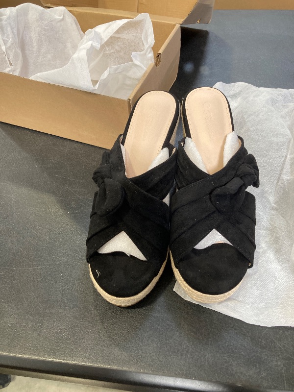Photo 1 of SIZE 8-Womens Espadrilles Slip on Wedge Sandals Slides Bow Tie Platform Open Toe Summer Mules Shoes