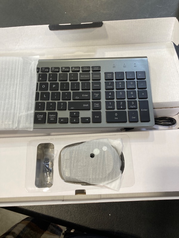 Photo 1 of SABLUTE Wireless Keyboard and Mouse Combo Backlit - Compact Quiet Keyboard with RGB Mouse, Rechargeable, Slim, Sleep Mode, Portable Cordless Keyboard Mouse Set for Mac, Windows, Laptop (Space Gray)