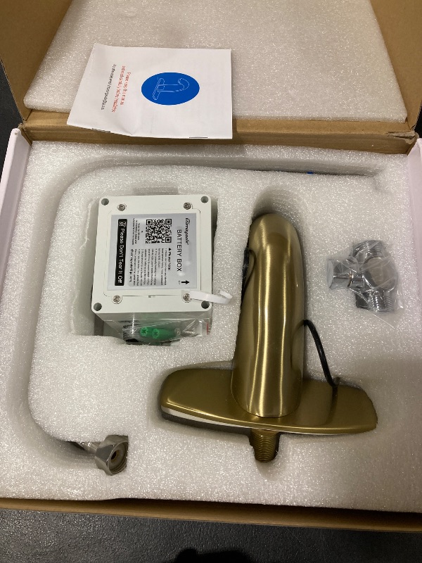 Photo 1 of Charmingwater Touchless Bathroom Sink Faucet, Motion Automatic Sensor Faucet with Hole Cover Plate, Brushed Gold