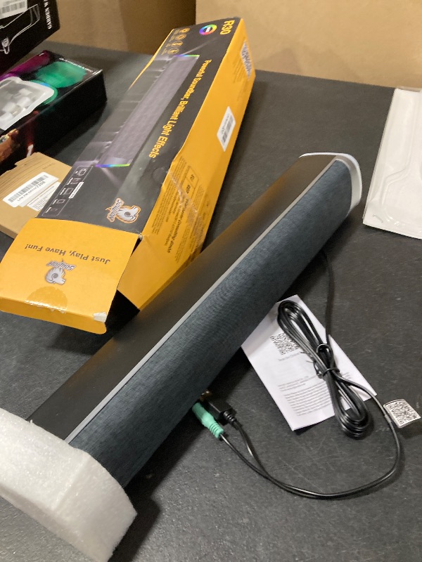 Photo 1 of SOULION R30 Computer Speakers, Colorful LED Lights with Switch Button, Surround Sound Portable Computer Sound Bar Speakers for Desktop, Gray