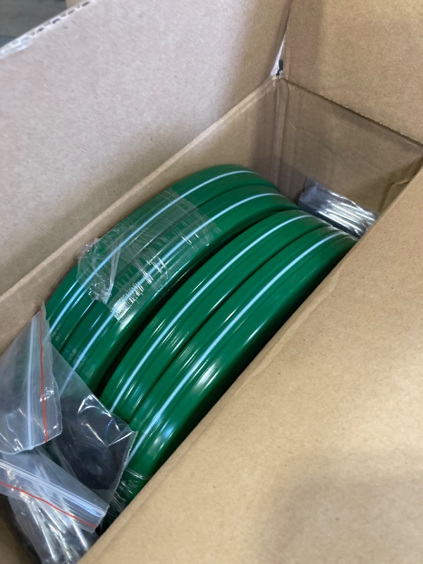 Photo 1 of Jin&Bao Sprinkler Hose with Holes 100FT (50FTx2pack), Heavy Duty Watering Garden Hose, High-Efficiency Sprinklers System for Lawn and Garden with Staples