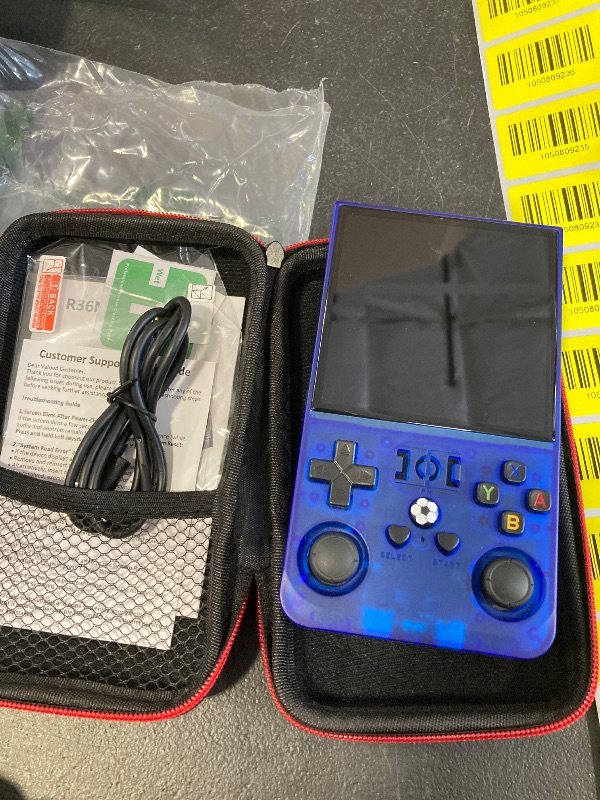 Photo 1 of R36 Max Retro Gaming Console, Retro Handheld Console 4.0'' Screen Linux System, 64G TF Card, 4000mAh Rechargeable Portable Pocket Arcade, Transparent Blue