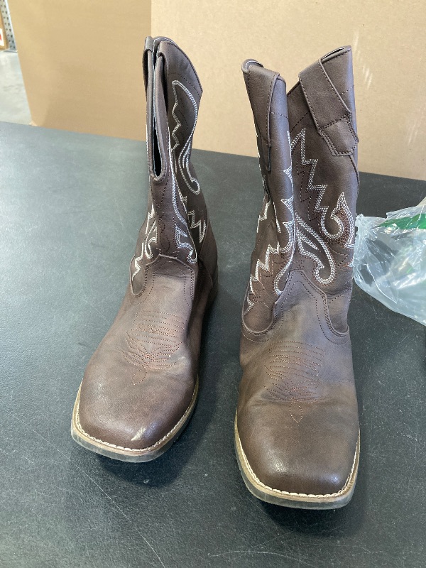 Photo 1 of IUV Cowboy Boots For Men with Wide Square Toe Western Retro Boot Durable Classic Fashionable Embroidered Pull On Slip Resistant Boots- SIZE 10.5