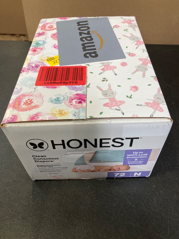 Photo 1 of The Honest Company Clean Conscious Diapers for Delicate Skin, Up to 100% Leakproof Hypoallergenic Fragrance-Free Baby Diapers, Girl Prints, Club Box, Size Newborn, 72 Count (Prints May Vary)
