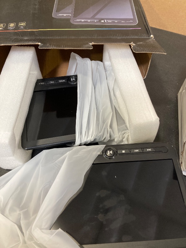 Photo 1 of 10.5" Dual Portable DVD Player, Arafuna Rechargable Car Screen Play A Same or Two Different Movies, Headrest for Car with 5-Hour, Support USB/SD, Last Memory