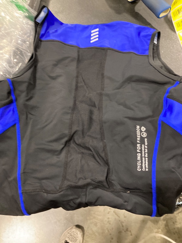 Photo 1 of 2XL-Santic Men's Triathlon Suit Sleeveless Skinsuit Padded Quick-Dry Swim Bike Run with Pockets,Black/Blue