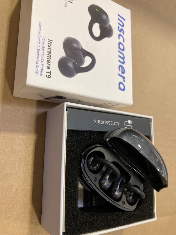Photo 1 of inscamera Open Ear Earbuds, Clip-On Earbuds Wireless Bluetooth, Ear Clip Bluetooth Headphones, Lightweight Comfort, Ergonomic Secure Fit for Small Ears, Ultra Open Audio, Waterproof, 40H Playtime