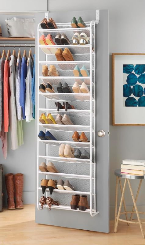Photo 1 of 36 Pair Over the Door Shoe Organizer, 12 Tier Hanging Shoe Organizer, Heavy Duty Metal & Mesh Shoe Holder, Hanging Shoe Rack for Closet Organizer & Storage