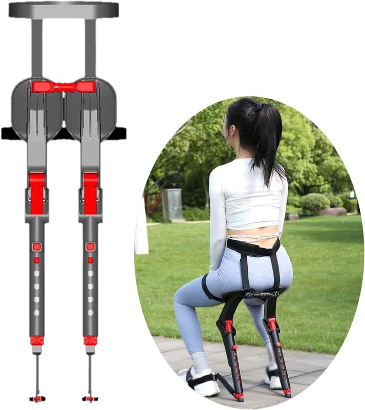 Photo 1 of Chairless Wearable Exoskeleton - Invisible Adjustable Seat, Portable Ergonomic Support, Red, Up to 150kg