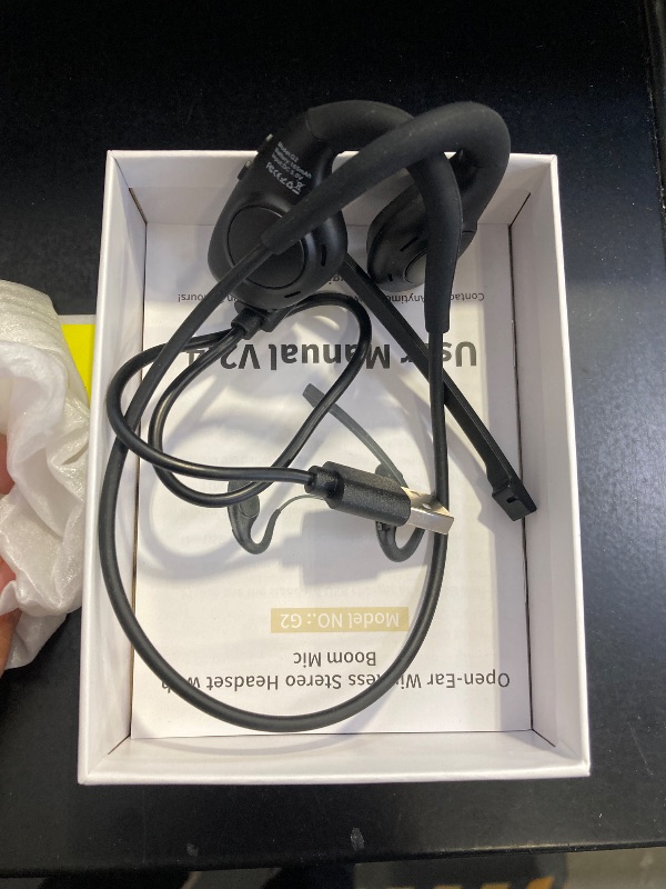 Photo 1 of BANIGIPA Bluetooth Headset with Boom Microphone, Open Ear Headphones w/Noise Canceling Mic, Wireless Headset for Phone Laptop PC Computer, Light and Comfortable for Office Meeting Home Working-10 Hrs